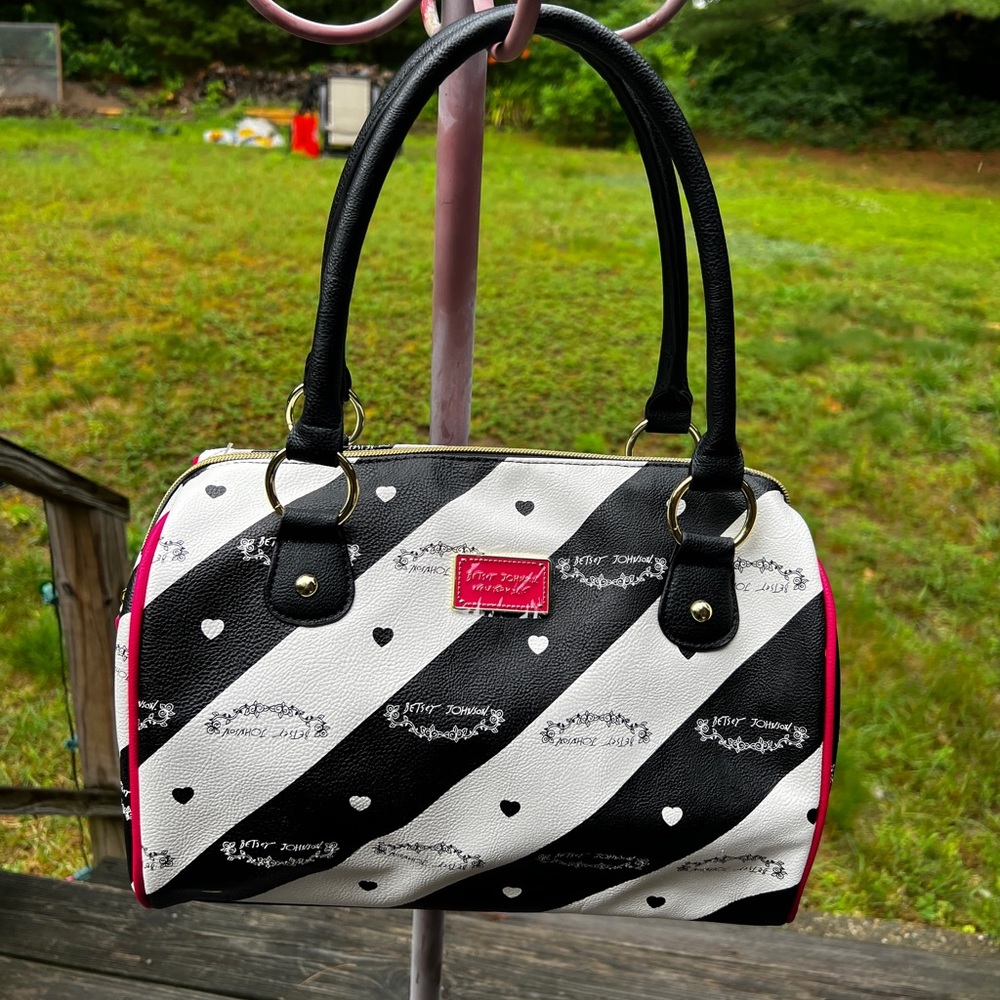Betsey Johnson Black and white satchel
